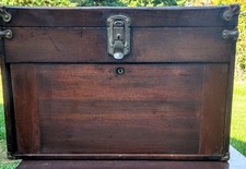 Antique Vintage Wooden Machinist Oak Tool Chest, 8 Drawer, 1920s/1930s W/ Key!