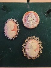 3 Cameo Brooches