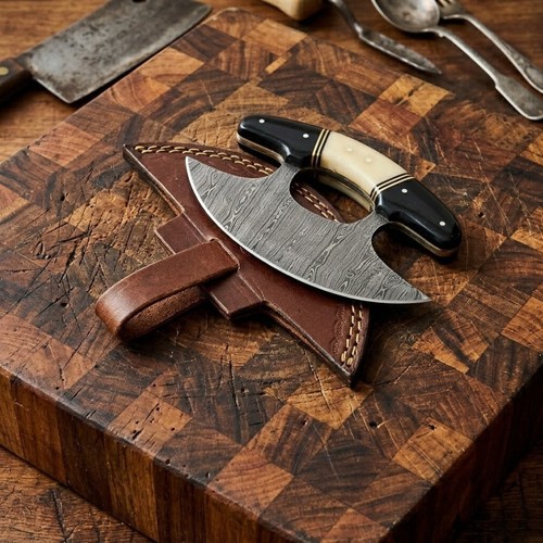 Hand forged damascus ulu knife - forged,
