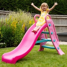 104cm Big Pink Garden Slide with Water Feature Outdoor Kids Fun Games