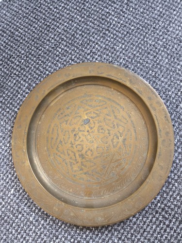 Vintage engraved brass - engraved, tray