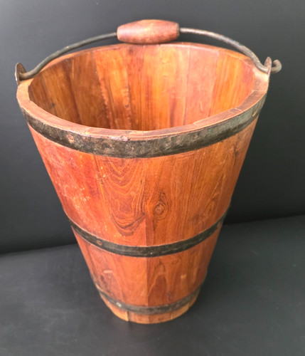 Vintage wooden bucket with - wooden,