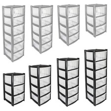 3/4/5/6 Large Drawer Plastic Tower Trolley for School Office Home Desk Storage