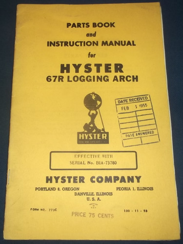 Hyster 67r logging arch - logging,