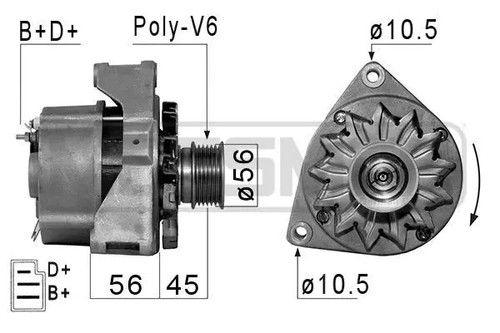Alternator with ribbed belt - alternator,