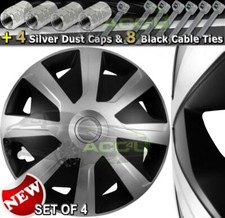 15" Silver Black Motorhome Deep Dish Wheel Trims Hub Caps Covers Set Sim156