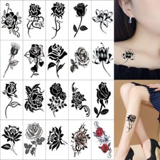 Temporary Small Tattoo Stickers Waterproof Long-lasting Butterfly Rose Flower