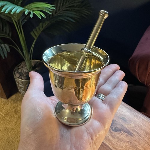 Vintage brass mortar pestle - vintage,