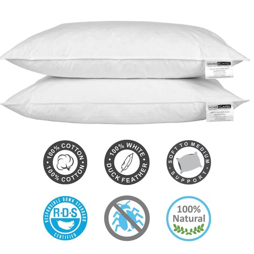Duck feather pillows pair - duck,