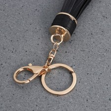 PU Tassels Key Chain Women Keychain Bag Pendant Car Key Chain (Black)
