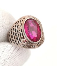 Vintage Soviet Gold Filled Silver 875 Ring Ruby USSR.