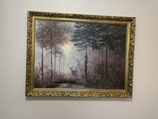 Gerald Coulson Quiet Forest Beautiful Stag Large Print Gilt Gold Frame