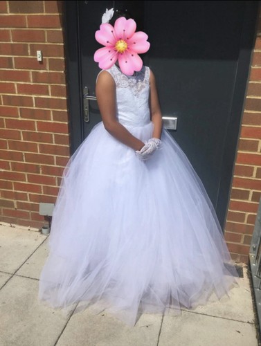 Girls white lace - tulle, holy