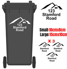 3 x Custom Wheelie Bin Stickers House Number For Home Organization Vinyl Decals