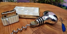 Ladies Vintage Gift Set COLIBRI Monopol Mother Of Pearl Lighter Case & Corkscrew