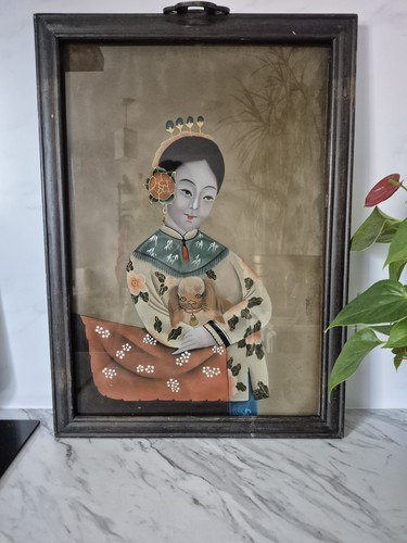Antique chinese reverse glass - chinese,