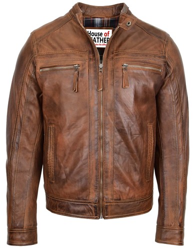 Mens real leather - leather, jacket