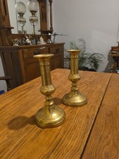 Antique Pair Of Brass Candle Sticks
