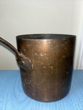Antique Hand Forged Tin Lined Copper Pot Dove Tailed Iron Handle D16cm H17cm