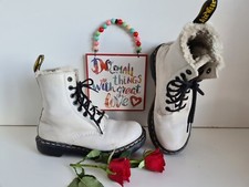 Dr Martens 1460 beige leather fur serena fur 8 hole ankle boots UK 3 EU 36 US5