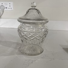 Vintage Cut Glass Crystal Lidded Bon Bon / Candy Jar 9 Tall Heavy Excellent Con