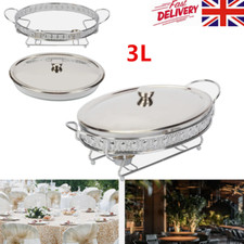 3L Silver Chafing Dish Buffet Warmer Chafer Set Glass Food Pan with Lid