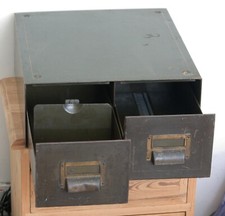 VINTAGE 36cm Metal Filing Drawers - Mid Century Cabinet Office Storage Green