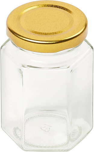 Hexagonal jar with - jar, screw