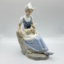 Vintage Porcelanas Miquel Requena Figurine Girl  With Lamb Valencia Spain