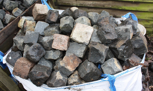 Reclaimed granite cobbles - granite,