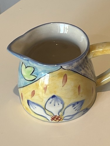 Hand painted ceramic pitcher - ceramic,