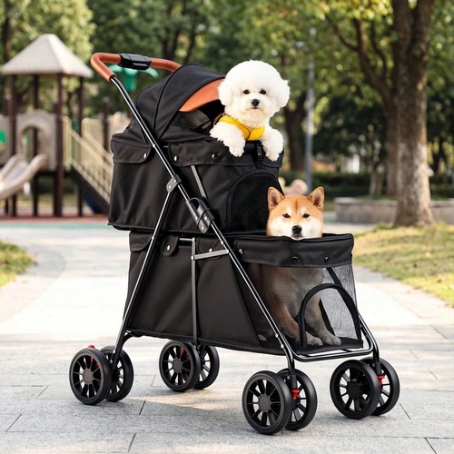 Double pet stroller foldable - pet, 2