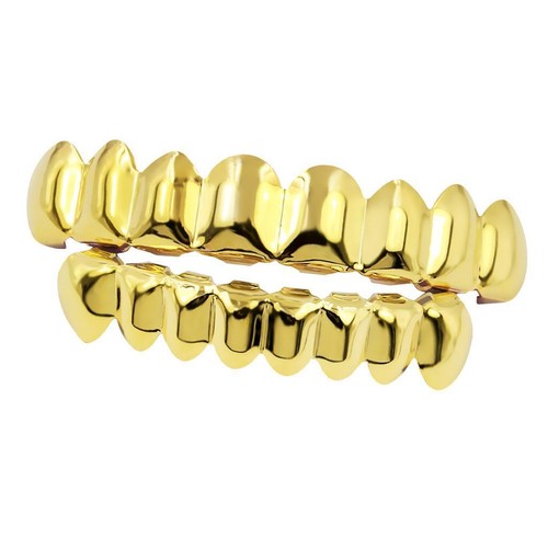 18k gold metal plain grills - metal,
