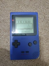Gameboy Pocket Blue Nintendo Retro Handheld Video Game Console & Tetris game 