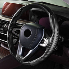 2PCS Black Car Carbon Fiber Steering Wheel Booster Non-Slip Cover Accessories 