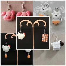 Farm Animals Earrings Silver