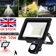 10W OUTDOOR Garden Floodlight With Sensor LED PIR Motion Security Lights IP66 UK