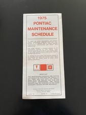 1975 Pontiac Maintenance Booklet Firebird TA Trans Am Formula Grand Prix Lemans
