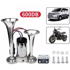 Dual Trumpet Train Air Horn Compressor Kit 12V 600DB Super Loud Car Truck Boat