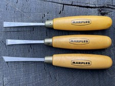 Set Of Three Vintage Marples Carving Chisels - Boxwood Handle - Packaged VGC