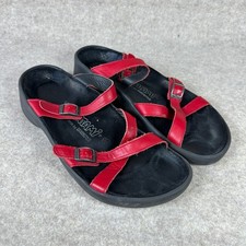 Birkenstock Tatami  US 11 EU 42 Red Leather Criss-Cross Buckle Slide Sandal