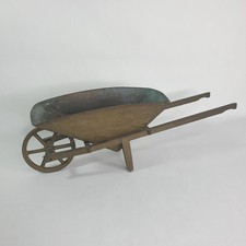 Miniature Brass Wheelbarrow Mid Century Gardeners Gift Made in Germany Vintage 