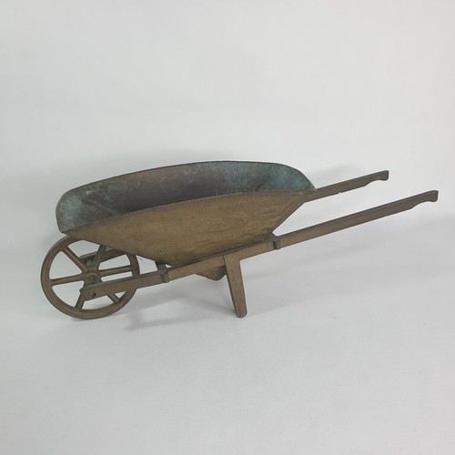 Miniature brass wheelbarrow - brass,
