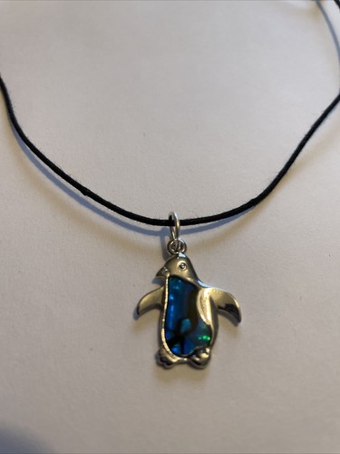 Abalone shell penguin pendant - abalone,