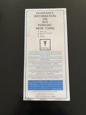 1975 Pontiac BLANK New Vehicle Warranty Protection Plan Firebird TA Trans AM HO