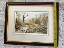 HAND PAINTED WITH FRAME BY ALAN INGHAM, GONE FISHING 47x 38 cm 