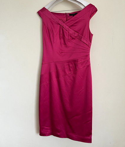Coast pink satin dress - satin, pleated