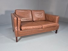 Mid Century Two Seater Leather Sofa Danish 1970s Retro Vintage EB10923 M2SS