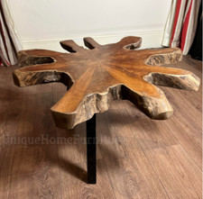 Rustic Coffee Table Solid Teak Tree Root Wood Large Industrial Vintage Furniture