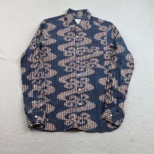 Anokhi X Kardo Shirt Mens Small Regular Blue Geometric Button Up Long Sleeves